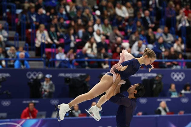 February 16, 2026, Milan, Lombardy, Italy: MINERVA FABIENNE HASE and NIKITA VOLODIN of Germany skate their Free Skating in the Pairs of the Figure skating, Eiskunstlauf at the Milano Cortina 2026 Winter Olympic Games, Olympische Spiele, Olympia, OS Milan Italy - ZUMAc179 20260216_oly_c179_381 Copyright: xMickaelxChavetx