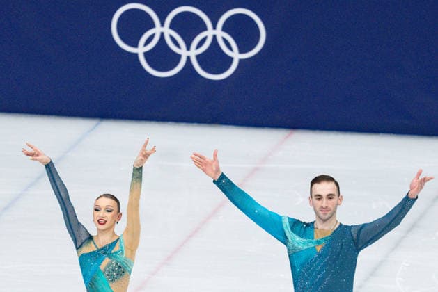 16th February 2026; Val di Fiemme, Italy, 2026 Winter Olympic Games, Olympische Spiele, Olympia, OS Day Eleven; Figure skating, Eiskunstlauf Pair Skating; Anastasiia Metelkina (GEO) Luka Berulava (GEO)  FotoxOlimpik Content restricted for UK based newspaper