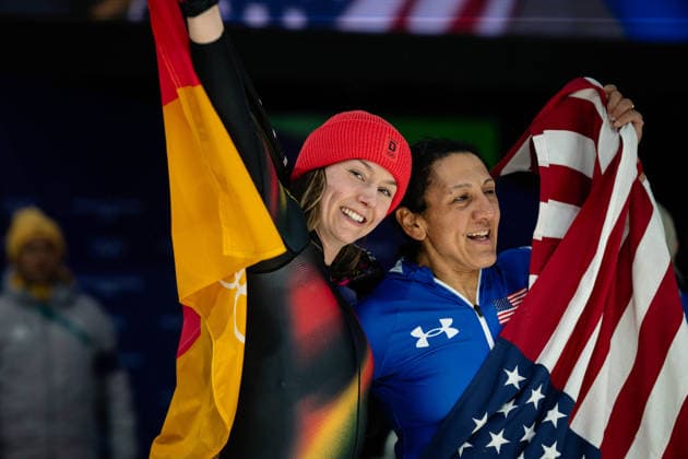 MEYERS TAYLOR Elana ( USA ) and Laura Nolte (Germany), Monobob Women, Milano Cortina 2026 Olympic Games, Olympische Spiele, Olympia, OS 16-02-2026 *** MEYERS TAYLOR Elana USA and Laura Nolte Germany , Monobob Women, Milano Cortina 2026 Olympic Games 16 02 2026 Copyright: HMBxMedia MarcxNiemeyer