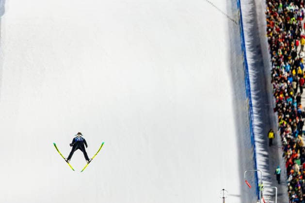 (260217) -- PREDAZZO, Feb. 17, 2026 -- Kristoffer Eriksen Sundal of Norway competes during the trial round of the Ski jumping, Skispringen, Ski, nordisch men s super team event at the Milan-Cortina 2026 Olympic Winter games, Winterspiele,Spiele, Summer games in Predazzo, Italy, Feb. 16, 2026. ) (MICO2026)ITALY-PREDAZZO-OLYMPIC WINTER GAMES-SKI JUMPING-MEN S SUPER TEAM HuangxWei 