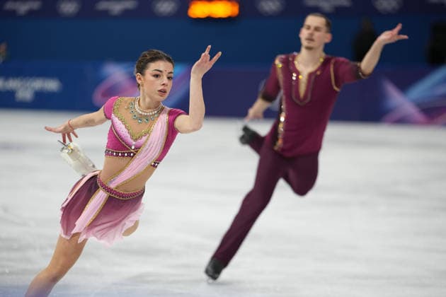 260216 -- MILAN, Feb. 16, 2026 -- Karina Akopova L Nikita Rakhmanin of Armenia compete during the Figure skating, Eiskunstlauf pair skating free skating match at the Milan-Cortina 2026 Olympic Winter games, Winterspiele,Spiele, Summer games in Milan, Italy, Feb. 15, 2026. MICO2026ITALY-MILAN-OLYMPIC WINTER GAMES-FIGURE SKATING-PAIR SKATING-FREE SKATING XuexYuge  (MICO2026)ITALY-MILAN-OLYMPIC WINTER GAMES-FIGURE SKATING-PAIR SKATING-FREE SKATING IMAGO XuexYuge  imago images 0847780661