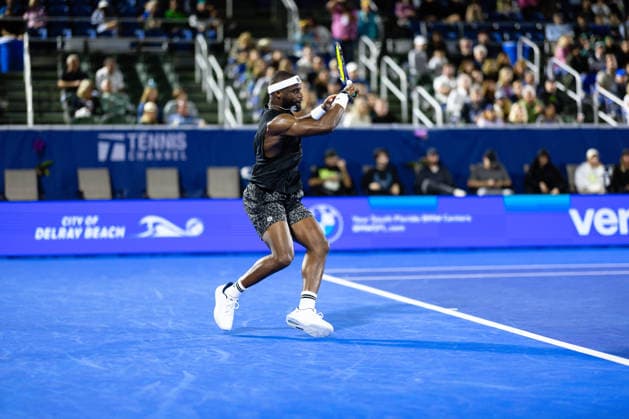2026 Delray Beach Open - Day 1 - Frances Tiafoe USA Vs Rinky Hijikata AUS Frances Tiafoe of the USA plays against Rinky Hijikata of Australia during their match on Day 1 of the Delray Beach Open at the Delray Tennis Center in Delray Beach, Florida, on February 16, 2026. Delray Beach FL United States  Copyright: xMauricioxPaizx originalFilename:paiz-2026delr260216_nprZ6.jpg