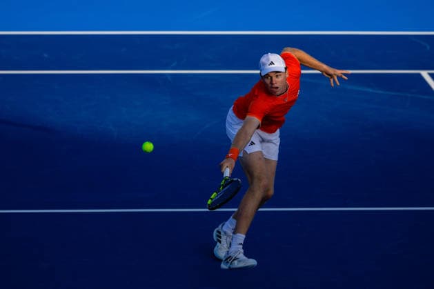 2026 Delray Beach Open - Day 1 Alex Michelsen of the USA plays against Valetin Vacherot of Monaco during their match on Day 1 of the Delray Beach Open at the Delray Tennis Center in Delray Beach, Florida, on February 16, 2026. Delray Beach FL United States  Copyright: xMauricioxPaizx originalFilename:paiz-2026delr260216_npcq3.jpg