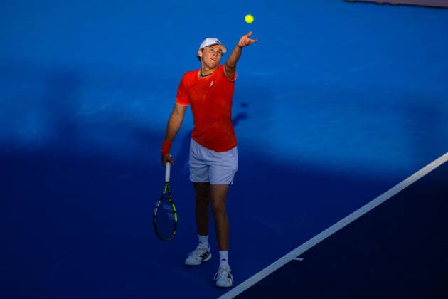 2026 Delray Beach Open - Day 1 Alex Michelsen of the USA plays against Valetin Vacherot of Monaco during their match on Day 1 of the Delray Beach Open at the Delray Tennis Center in Delray Beach, Florida, on February 16, 2026. Delray Beach FL United States  Copyright: xMauricioxPaizx originalFilename:paiz-2026delr260216_npHnL.jpg