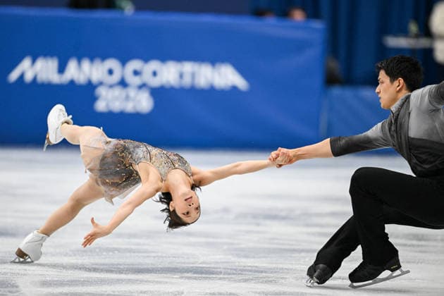 Winter Olympics - Pair Skating Free Figure skating, Eiskunstlauf Riku Miura and partner Ryuichi Kihara of Team Japan compete during Pair Skating - Free Skating final on day ten of the Milano Cortina 2026 Winter Olympic Games, Olympische Spiele, Olympia, OS at Milano Ice Skating Arena on February 16, 2026 in Milan, Italy. Photo by JMP ABACAPRESS.COM Milan Italy  Copyright: xJMP ABACAx