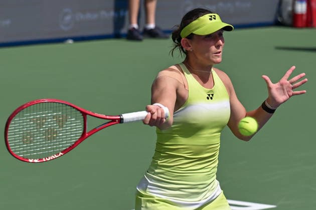 2026 Dubai Duty Free Tennis Championship DUBAI, UNITED ARAB EMIRATES - FEBRUARY 17: Varvara Gracheva of France in action against Jessica Pegula (not seen) of United States during the women s singles match on Day Three of the Dubai Duty Free Tennis Championships at Dubai Duty Free Tennis Stadium on February 17, 2026 in Dubai, United Arab Emirates. Waleed Zein Anadolu Dubai United Arab Emirates. Editorial use only. Please get in touch for any other usage.  Copyright: x2026xAnadoluxWaleedxZeinx