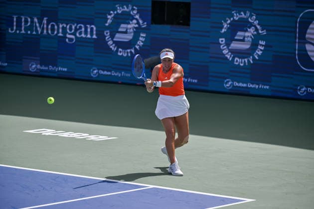 2026 Dubai Duty Free Tennis Championship DUBAI, UNITED ARAB EMIRATES - FEBRUARY 17: Jessica Pegula of United States in action against Varvara Gracheva (not seen) of France during the women s singles match on Day Three of the Dubai Duty Free Tennis Championships at Dubai Duty Free Tennis Stadium on February 17, 2026 in Dubai, United Arab Emirates. Waleed Zein Anadolu Dubai United Arab Emirates. Editorial use only. Please get in touch for any other usage.  Copyright: x2026xAnadoluxWaleedxZeinx