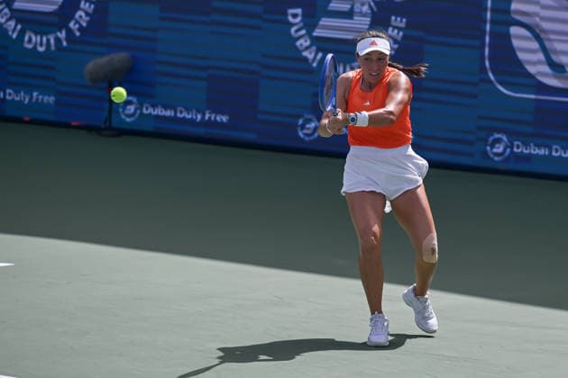 2026 Dubai Duty Free Tennis Championship DUBAI, UNITED ARAB EMIRATES - FEBRUARY 17: Jessica Pegula of United States in action against Varvara Gracheva (not seen) of France during the women s singles match on Day Three of the Dubai Duty Free Tennis Championships at Dubai Duty Free Tennis Stadium on February 17, 2026 in Dubai, United Arab Emirates. Waleed Zein Anadolu Dubai United Arab Emirates. Editorial use only. Please get in touch for any other usage.  Copyright: x2026xAnadoluxWaleedxZeinx