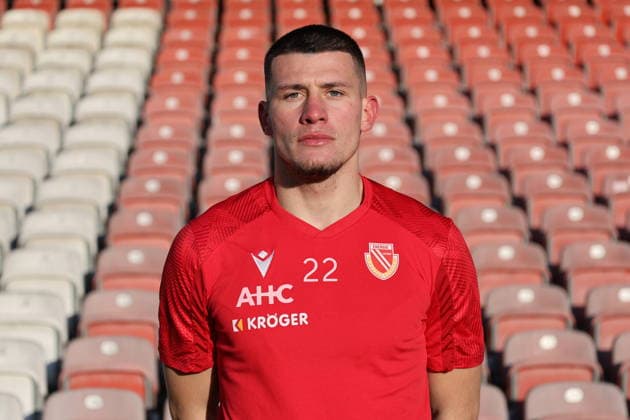 22 Mladen Cvjetinovic Energie Cottbus Football 3 League 2025 2026 FC Energie Cottbus Portrait Portrait appointment Introduction xptt