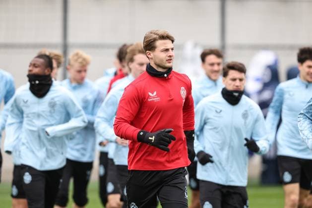 Club s goalkeeper Nordin Jackers pictured during a training session of Belgian soccer team Club Brugge, in Knokke-Heist, on Tuesday 17 February 2026. Tomorrow, Club Brugge will play against Spanish team Atletico Madrid, a first leg game in the Knockout phase play-offs of the UEFA Champions League tournament. BRUNOxFAHY  x163930774x