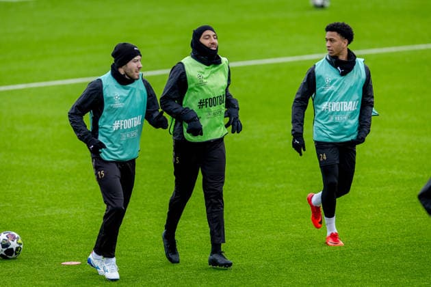 Bodo Glimt trains at Aspmyra Oslo 20260217 Bodo Glimt s Fredrik Bjorkan, Haitam Aleesami and Daniel Bassi during training with Bodo Glimt at Aspmyra before the Champions League football match against Inter Photo Thomas Andersen NTB Oslo Norway EDITORIAL USE ONLY RESTRICTED USE FOR BETTING COMPANIES  Copyright: xThomasxAndersenx xNTBx