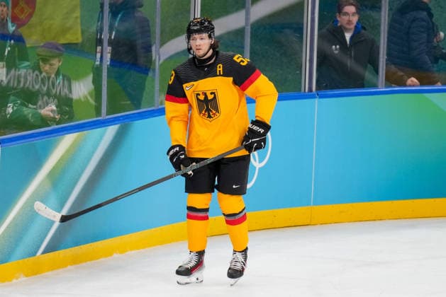 Moritz Seider (Germany) looks on during the Ice hockey, Eishockey Men - Qualification Play-off match between Germany v France on day eleven of the Milano Cortina 2026 Winter Olympic Games, Olympische Spiele, Olympia, OS at Milano Santagiulia IHO Ice Hockey Arena on February 17, 2026 in Milan, Italy. (Photo by Alex Gottschalk DeFodi Images) - *** Moritz Seider Germany looks on during the Ice Hockey Men Qualification Play off match between Germany v France on day eleven of the Milano Cortina 2026 Winter Olympic games at Milano Santagiulia IHO Ice Hockey Arena on February 17, 2026 in Milan, Italy Photo by Alex Gottschalk DeFodi Images