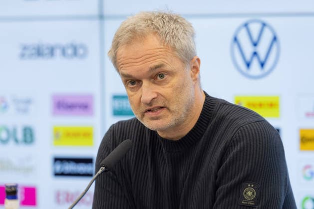 Squad announcement womens national team National coach Christian Wück speaks during the press conference Press conference to announce the womens national team squad for the international matches against Slovenia and Norway February 17, 2026 at the DFB Campus in Frankfurt am Main , Frankfurt am Main Hessen Germany DFB Campus