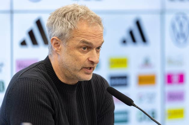 Squad announcement womens national team National coach Christian Wück speaks during the press conference Press conference to announce the womens national team squad for the international matches against Slovenia and Norway February 17, 2026 at the DFB Campus in Frankfurt am Main , Frankfurt am Main Hessen Germany DFB Campus