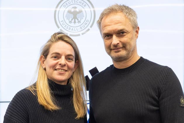 Squad announcement womens national team Left DFB sports director Nia Künzer, right national coach Christian Wück Press conference to announce the womens national team squad for the international matches against Slovenia and Norway February 17, 2026 at the DFB Campus in Frankfurt am Main , Frankfurt am Main Hesse Germany DFB Campus