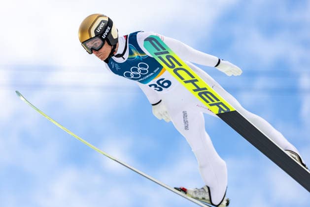(260217) -- PREDAZZO, Feb. 17, 2026 -- Johannes Lamparter of Austria competes during the Ski jumping, Skispringen, Ski, nordisch competition round of the Nordic Combined Individual Gundersen Large Hill 10km at the 2026 Milan-Cortina Winter Olympics in Predazzo, Italy, Feb. 17, 2026. ) (MICO2026)ITALY-PREDAZZO-OLYMPIC Winter games, Winterspiele,Spiele, Summer games NORDIC COMBINED-INDIVIDUAL GUNDERSEN LARGE HILL 10KM HuangxWei 