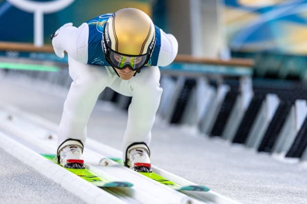 (260217) -- PREDAZZO, Feb. 17, 2026 -- Johannes Lamparter of Austria competes during the Ski jumping, Skispringen, Ski, nordisch trial round of the Nordic Combined Individual Gundersen Large Hill 10km at the 2026 Milan-Cortina Winter Olympics in Predazzo, Italy, Feb. 17, 2026. ) (MICO2026)ITALY-PREDAZZO-OLYMPIC Winter games, Winterspiele,Spiele, Summer games NORDIC COMBINED-INDIVIDUAL GUNDERSEN LARGE HILL 10KM HuangxWei 