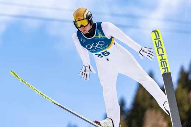 (260217) -- PREDAZZO, Feb. 17, 2026 -- Jens Luraas Oftebro of Norway competes during the Ski jumping, Skispringen, Ski, nordisch competition round of the Nordic Combined Individual Gundersen Large Hill 10km at the 2026 Milan-Cortina Winter Olympics in Predazzo, Italy, Feb. 17, 2026. ) (MICO2026)ITALY-PREDAZZO-OLYMPIC Winter games, Winterspiele,Spiele, Summer games NORDIC COMBINED-INDIVIDUAL GUNDERSEN LARGE HILL 10KM HuangxWei 