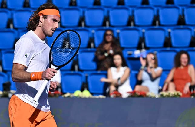 ATP, Tennis Herren QATAR EXXONMOBIL OPEN-ROUND OF 32 Stefanos Tsitsipas of Greece celebrates after winning against Moez Echargui of Tunisia in the Round of 32 at the ATP men s Qatar ExxonMobil Open 2026 tennis tournament at the Khalifa International Tennis Complex in Doha, Qatar, on February 17, 2026. DOHA Qatar Copyright: xNOUSHADx