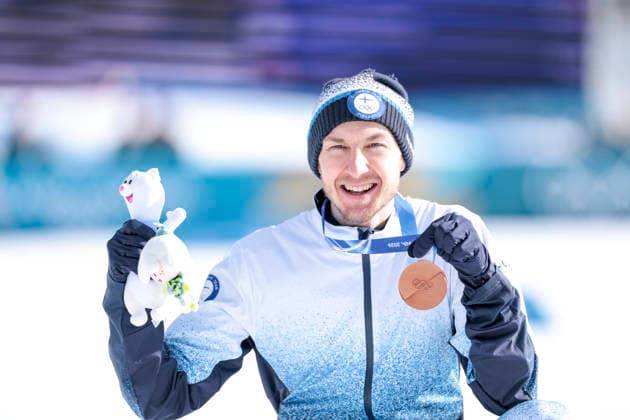 OLYMPICS - Winter Olympic Games, Olympische Spiele, Olympia, OS Milano Cortina 2026 TESERO,ITALY,17.FEB.26 - OLYMPICS, NORDIC SKIING, NORDIC COMBINED, CROSS COUNTRY - Winter Olympic Games Milano Cortina 2026, 10km Gundersen, medal ceremony. Image shows the rejoicing of Ikka Herola (FIN). Keywords: medal.  GEPAxpictures xMatthiasxTrinkl