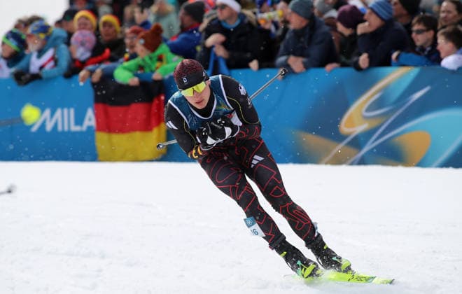 Olympische Winterspiele, Olympia, Nordische Kombination, Individual Gundersen Large Hill 10km, Langlauf, Val di Fiemme, Tesero SCHMID Julian (GER) in der Loipe beim Langlauf *** Olympic Winter Games, Olympic Games, Nordic Combined, Individual Gundersen Large Hill 10km, Cross-country skiing, Val di Fiemme, Tesero SCHMID Julian GER in the cross-country skiing track