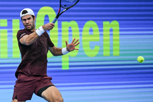 Qatar TotalEnergies Open 2026 - Day Two DOHA, QATAR FEBRUARY 17: Karen Khachanov competes against Shintaro Mochizuki of Japan during a Round One singles match at the Qatar ExxonMobil Open at the Khalifa International Tennis and Squash Complex on February 17, 2026 in Doha, Qatar. Doha Qatar  Copyright: xArturxWidakx originalFilename:widak-qatarexx260217_npD6Q.jpg
