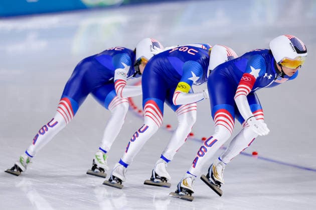 2026-02-17 Speed skating, Eisschnelllauf - Milano Cortina 2026 Winter Olympics - Day 11 MILAN, ITALY - FEBRUARY 17: Giorgia Birkeland of USA, Brittany Bowe of USA, Mia Manganello of USA competing in the Women s Team Pursuit during Day 11 of Speed Skating - Milano Cortina 2026 Winter Olympics at Milano Speed Skating Stadium on February 17, 2026 in Milan, Italy. (Photo by Joris Verwijst BSR Agency) Milan Italy Content not available for redistribution in The Netherlands directly or indirectly through any third parties. Copyright: xBSRxAgencyx