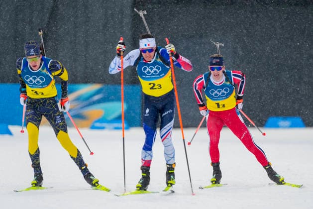 Winter Olympics in Milan Cortina 2026 Anterselva, Italy 20260217. Jesper Nelin from Sweden, Quentin Fillon Maillet from France and Sturla Holm Laegreid from Norway during the men s 4 x 7.5 km relay in biathlon at the Winter Olympics in Milano Cortina 2026. Photo: Heiko Junge NTB Anterselva Italy EDITORIAL USE ONLY. RESTRICTED USE FOR BETTING COMPANIES Ref:_SPOX-y3rqXIG60.jpg *** Winter Olympics in Milan Cortina 2026 Anterselva, Italy 20260217 Jesper Nelin from Sweden, Quentin Fillon Maillet from France and Sturla Holm Laegreid from Norway during the men s 4 x 7 5 km relay in biathlon at the Winter Olympics in Milano Cortina 2026 Photo Heiko Junge NTB Anterselva Italy EDITORIAL USE ONLY RESTRICTED USE FOR BETTING COMPANIES  Copyright: xHeikoxJungex xNTBx