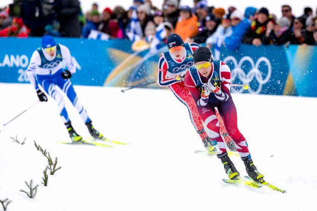 OLYMPICS - Winter Olympic Games, Olympische Spiele, Olympia, OS Milano Cortina 2026 TESERO,ITALY,17.FEB.26 - OLYMPICS, NORDIC SKIING, NORDIC COMBINED, CROSS COUNTRY - Winter Olympic Games Milano Cortina 2026, 10km Gundersen. Image shows Johannes Lamparter (AUT), Jens Luraas Oftebro (NOR) and Ilkka Herola (FIN).  GEPAxpictures xMatthiasxTrinkl