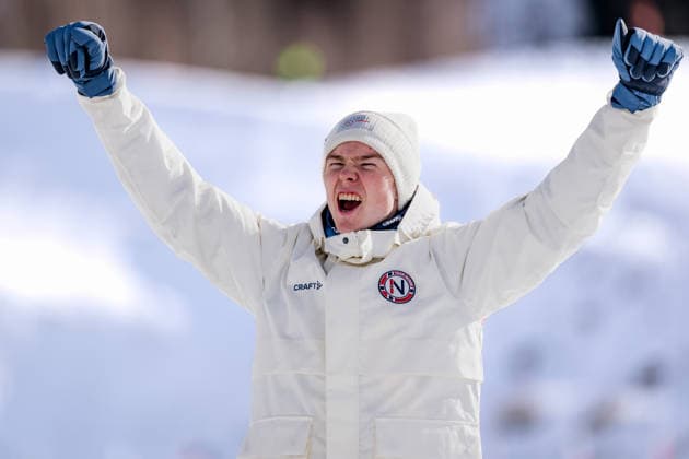 OLYMPICS - Winter Olympic Games, Olympische Spiele, Olympia, OS Milano Cortina 2026 TESERO,ITALY,17.FEB.26 - OLYMPICS, NORDIC SKIING, NORDIC COMBINED - Winter Olympic Games Milano Cortina 2026, large hill, 10km Gundersen, medal ceremony. Image shows Jens Luraas Oftebro (NOR).  GEPAxpictures xMatthiasxTrinkl