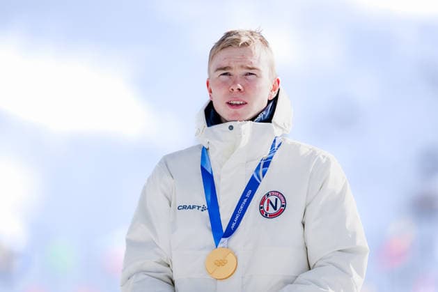 OLYMPICS - Winter Olympic Games, Olympische Spiele, Olympia, OS Milano Cortina 2026 TESERO,ITALY,17.FEB.26 - OLYMPICS, NORDIC SKIING, NORDIC COMBINED - Winter Olympic Games Milano Cortina 2026, large hill, 10km Gundersen, medal ceremony. Image shows Jens Luraas Oftebro (NOR).  GEPAxpictures xMatthiasxTrinkl