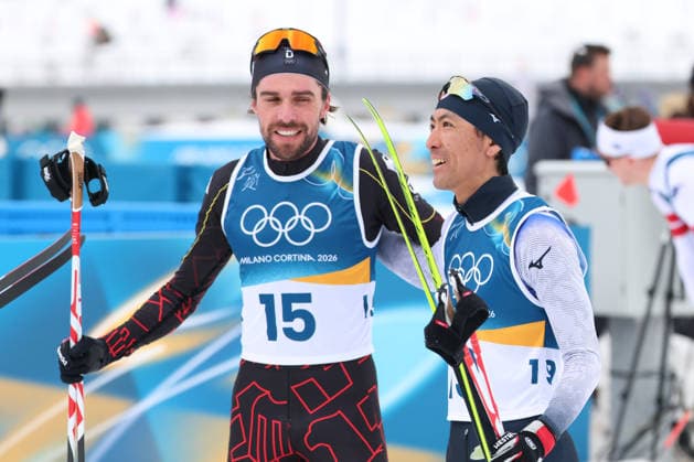 (L-R) RYDZEK Johannes (GER), Akito Watabe (JPN), FEBRUARY 17, 2026 - Nordic Combined : Individual LH 10km during the Milano Cortina 2026 Olympic Winter games, Winterspiele,Spiele, Summer games at Tesero Cross-Country Skiing Stadium in Tesero, Italy. Noxthirdxpartyxsales  aflo_320230408