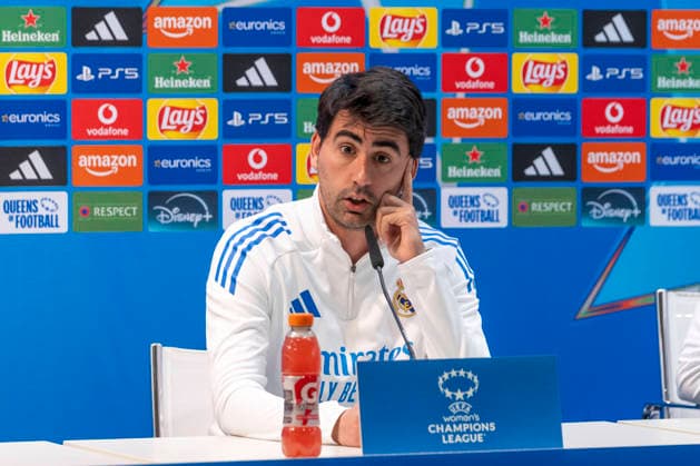 February 17, 2026, Madrid, Madrid, Spain: PAU MARC QUESADA heach coach of Real Madrid Femenino CF speaks to the media during the UEFA Women s Nations League 2025 26 press conference, PK, Pressekonferenz held at the Valdebebas training ground on February 17, 2026, in Madrid, Spain. Real Madrid Womens Press Conference - UEFA Women s Nations League (02 17 26)  - ZUMAc312 20260217_zsp_c312_053 Copyright: xOscarxManuelxSanchezx
