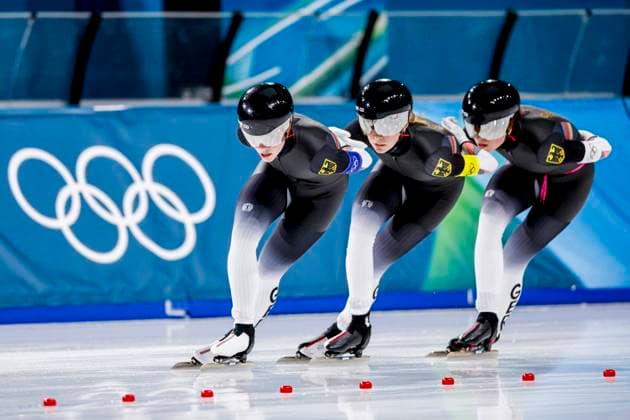 Josie Hofmann of Germany and Josephine Schlorb of Germany and Lea Sophie Scholz of Germany Women s Team Pursuit Finals, Milano Cortina 2026 Winter Olympics: Day 11, Speed skating, Eisschnelllauf - Milano Cortina 2026 Winter Olympics: Day 11, Milano Speed Skating Stadium, February 17, 2026, Milan, Italy.