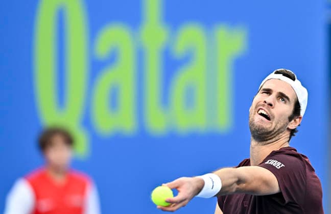ATP, Tennis Herren QATAR EXXONMOBIL OPEN-ROUND OF 32 Karen Khachanov of Russia competes against Shintaro Mochizuki of Japan in the Round of 32 at the ATP men s Qatar ExxonMobil Open 2026 tennis tournament at the Khalifa International Tennis Complex in Doha, Qatar, on February 17, 2026. DOHA Qatar Copyright: xNOUSHADx