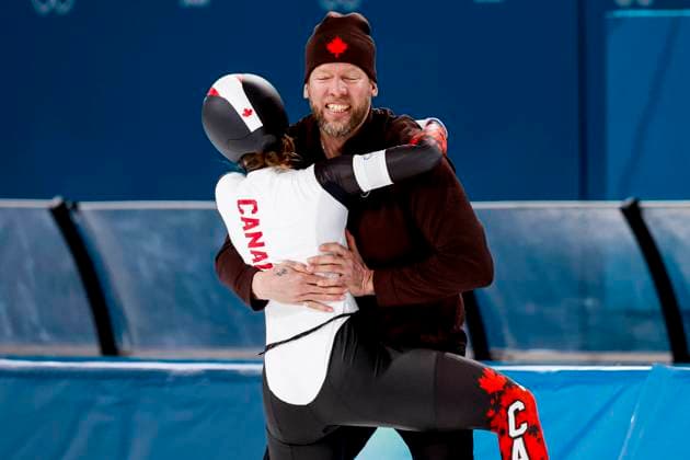 coach Remmelt Eldering of Canada celebrates with Ivanie Blondin of Canada after Women s Team Pursuit Finals, Milano Cortina 2026 Winter Olympics: Day 11, Speed skating, Eisschnelllauf - Milano Cortina 2026 Winter Olympics: Day 11, Milano Speed Skating Stadium, February 17, 2026, Milan, Italy.
