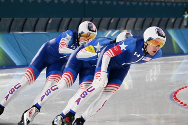 GIOCHI OLIMPICI - Olimpiadi Invernali Milano-Cortina 2026 - Speed skating, Eisschnelllauf Men s Team Pursuit - Final A Team USA during Speed Skating Men s Team Pursuit - Final A, Olympic Winter games, Winterspiele,Spiele, Summer games Milano-Cortina 2026 in Milan, Italy, February 17 2026 Cortina D Ampezzo Italy  Copyright: xIPAxSport ABACAx