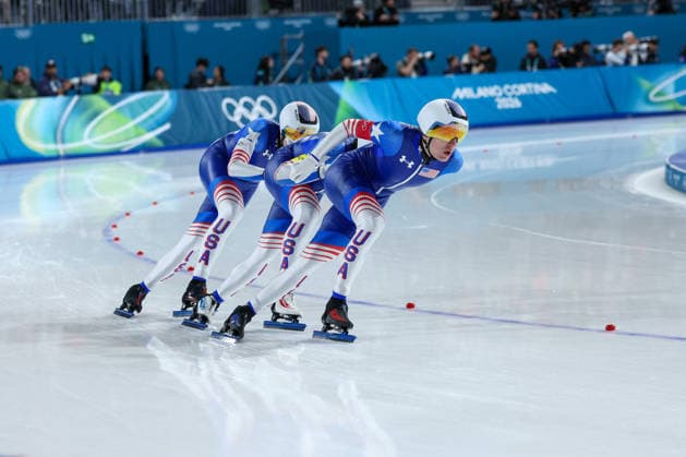 GIOCHI OLIMPICI - Olimpiadi Invernali Milano-Cortina 2026 - Speed skating, Eisschnelllauf Men s Team Pursuit USA during the Olympic Winter games, Winterspiele,Spiele, Summer games Milano-Cortina 2026, Speed Skating Men s Team Pursuit Finals on february 17, 2026 at Milano Speed Skating Stadium in Milan, Italy Cortina D Ampezzo Italy  Copyright: xIPAxSport ABACAx