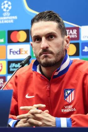 Atletico Madrid s Koke pictured during a press conference, PK, Pressekonferenz of Spanish soccer team Atletico Madrid, in Brugge, on Tuesday 17 February 2026. Tomorrow, they will play against Belgian team Club Brugge, a first leg game in the Knockout phase play-offs of the UEFA Champions League tournament. BRUNOxFAHY  x163986291x