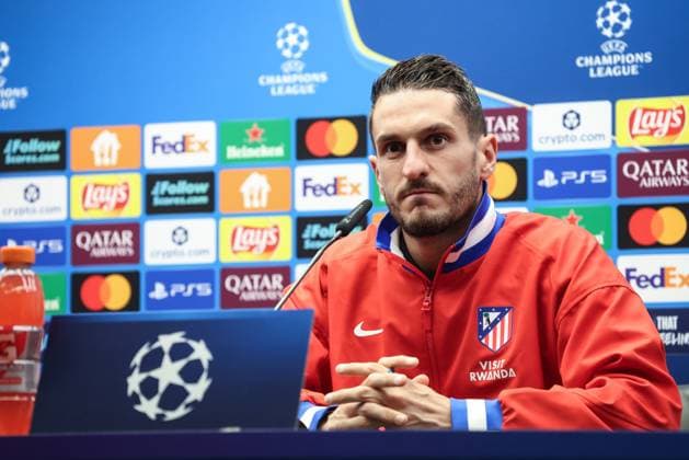 Atletico Madrid s Koke pictured during a press conference, PK, Pressekonferenz of Spanish soccer team Atletico Madrid, in Brugge, on Tuesday 17 February 2026. Tomorrow, they will play against Belgian team Club Brugge, a first leg game in the Knockout phase play-offs of the UEFA Champions League tournament. BRUNOxFAHY  x163986909x