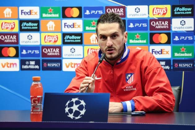 Atletico Madrid s Koke pictured during a press conference, PK, Pressekonferenz of Spanish soccer team Atletico Madrid, in Brugge, on Tuesday 17 February 2026. Tomorrow, they will play against Belgian team Club Brugge, a first leg game in the Knockout phase play-offs of the UEFA Champions League tournament. BRUNOxFAHY  x163986941x