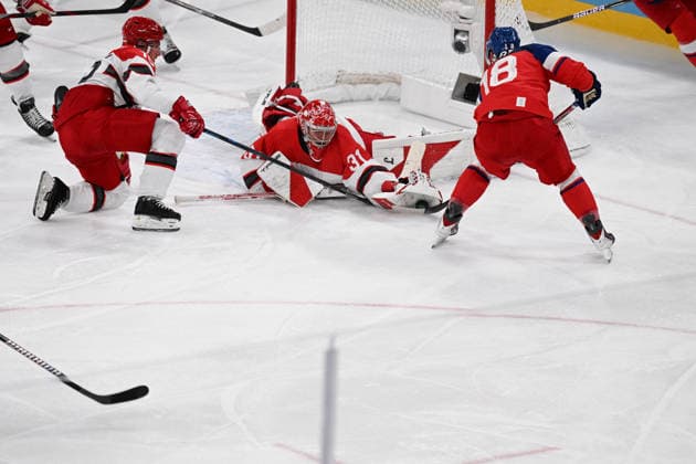 Winter Olympics - Ice hockey, Eishockey Men Czechia vs Denmark - Qualification Play-off Frederik Andersen (31) of Denmark during Ice Hockey Men Czechia vs Denmark - Qualification Play-off on day eleven of the Milano Cortina 2026 Winter Olympic Games, Olympische Spiele, Olympia, OS on February 17, 2026 in Milan, Italy. Photo by JMP ABACAPRESS.COM Milan Italy  Copyright: xJMP ABACAx