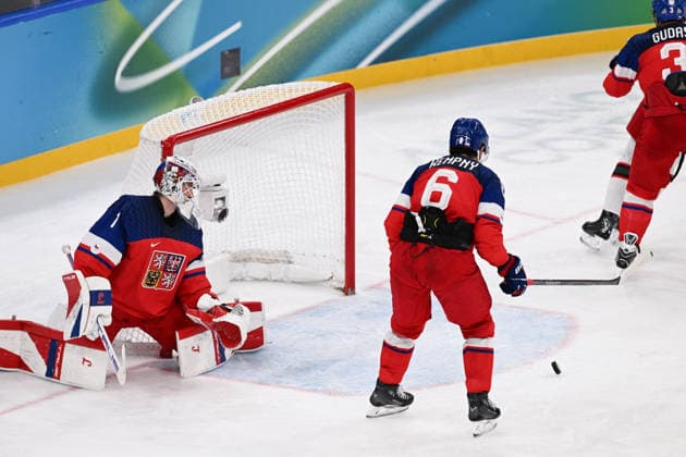 Winter Olympics - Ice hockey, Eishockey Men Czechia vs Denmark - Qualification Play-off Lukas Dostal (1) of Czechia and Michal Kempny (6) of Czechia during Ice Hockey Men Czechia vs Denmark - Qualification Play-off on day eleven of the Milano Cortina 2026 Winter Olympic Games, Olympische Spiele, Olympia, OS on February 17, 2026 in Milan, Italy. Photo by JMP ABACAPRESS.COM Milan Italy  Copyright: xJMP ABACAx