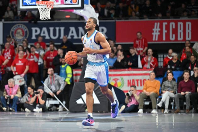 easyCredit BBL FC Bayern München Skyliners Frankfurt, 17 02 2026 MUNICH, GERMANY 17 FEBRUARY on the ball Jaedon LEDEE Skyliners Frankfurt 13 Single photo Crop during the match between FC Bayern München and Skyliners Frankfurt on matchday 21 of the easyCredit BBL at BMW Park Copyright: xBEAUTIFULxSPORTS Goldbergx