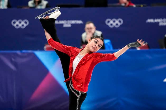 Adeliia Petrosian of AIN performs during the Women s Single Skating Short Program at the Milano Figure skating, Eiskunstlauf Stadium in Milan, Italy on Tuesday, February 17, 2026.  OLY20260217108 RICHARDxELLIS