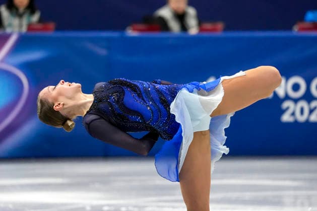 Mariia Seniuk of Israel performs during the Women s Single Skating Short Program at the Milano Figure skating, Eiskunstlauf Stadium in Milan, Italy on Tuesday, February 17, 2026.  OLY20260217113 RICHARDxELLIS