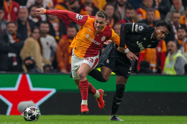 2026-02-17 Galatasaray SK v Juventus FC - UEFA Champions League 2025 26 League Knockout Play-off First Leg ISTANBUL, TURKEY - FEBRUARY 17: Baris Yilmaz of Galatasaray SK, Juan Cabal of Juventus FC during the UEFA Champions League 2025 26 League Knockout Play-off First Leg match between Galatasaray SK and Juventus FC at Rams Park Stadium on February 17, 2026 in Istanbul, Turkey. (Photo by BSR Agency) Istanbul Turkey Content not available for redistribution in The Netherlands directly or indirectly through any third parties. Copyright: xBSRxAgencyx