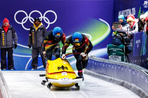 OLYMPICS - Winter Olympic Games, Olympische Spiele, Olympia, OS Milano Cortina 2026 CORTINA D AMPEZZO,ITALY,17.FEB.26 - OLYMPICS, BOBSLEIGH - Winter Olympic Games Milano Cortina 2026, 2-man, men. Image shows Francesco Friedrich and Alexander Schuller (GER).  GEPAxpictures xMaticxKlansek