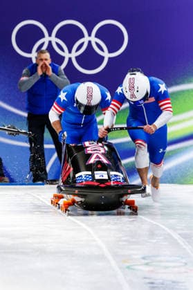 OLYMPICS - Winter Olympic Games, Olympische Spiele, Olympia, OS Milano Cortina 2026 CORTINA D AMPEZZO,ITALY,17.FEB.26 - OLYMPICS, BOBSLEIGH - Winter Olympic Games Milano Cortina 2026, 2-man, men. Image shows Frankie del Duca and Joshua Williamson (USA).  GEPAxpictures xMaticxKlansek