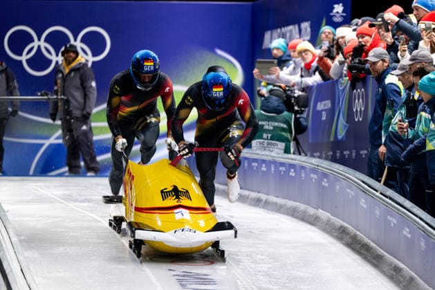 LOCHNER Johannes, FLEISCHHAUER Georg (Deutschland) am Start, ITA, Olympische Spiele Milano Cortina 2026, Olympia, Zweierbob Herren, 17.02.2026 ITA, Olympische Spiele Milano Cortina 2026, Olympia, Zweierbob Herren, 17.02.2026 Cortina d Ampezzo *** LOCHNER Johannes, FLEISCHHAUER Georg Germany at the start, ITA, Olympic Games Milano Cortina 2026, Olympia, two-man bobsleigh men, 17 02 2026 ITA, Olympic Games Milano Cortina 2026, Olympia, two-man bobsleigh men, 17 02 2026 Cortina d Ampezzo Copyright: xEibner-Pressefoto Memmlerx EP_MMR